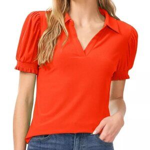 NWT - CeCe Women's Collared Split Neck Short Sleeve Top – Size XL